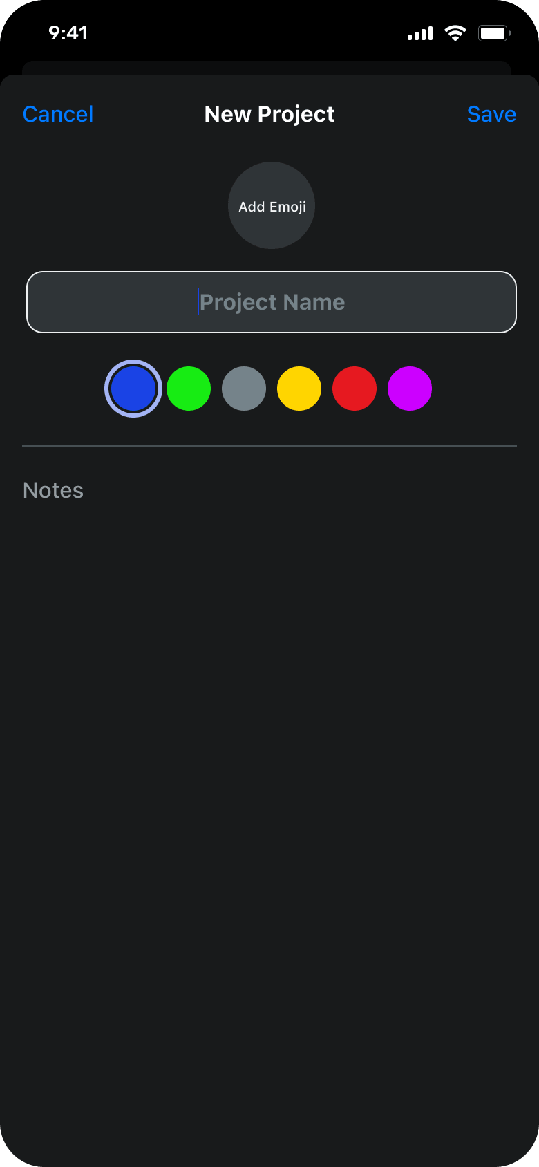 Get Sh!t Done New Project screen (dark)