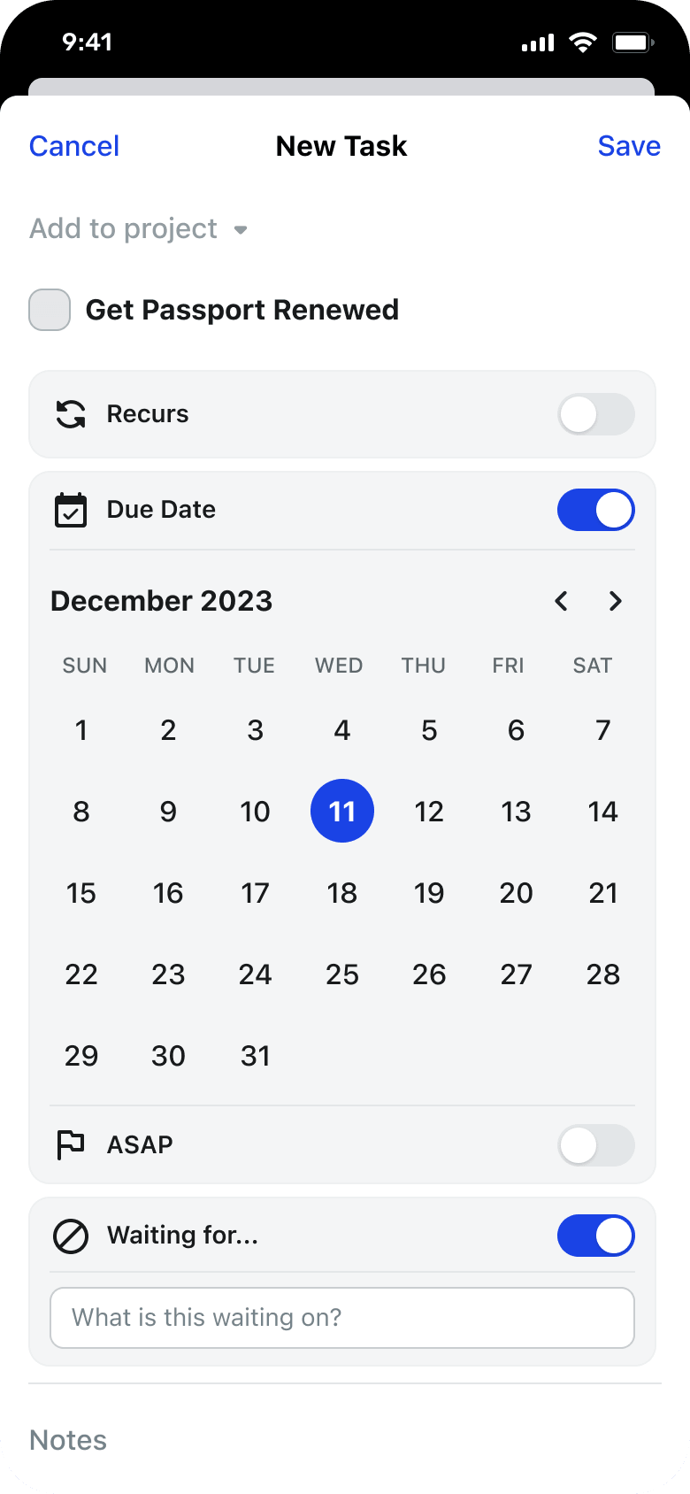 Get Sh!t Done new task with due date calendar